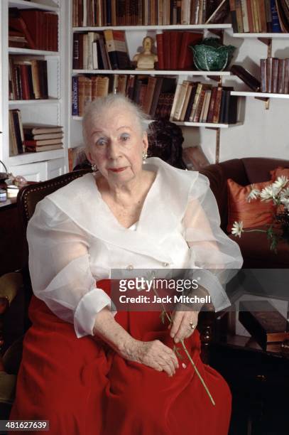 Choreographer Agnes de Mille photographed in her New York City apartment in 1992.