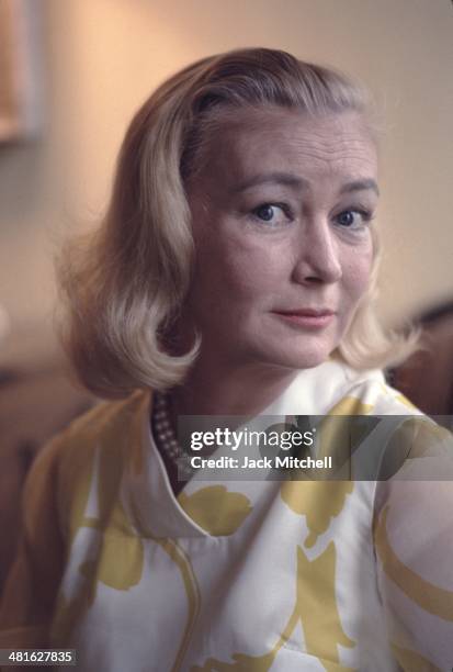 Veronica Lake, actress famed for her femme fatale roles in the 1940's photographed in her New York City apartment in 1967.