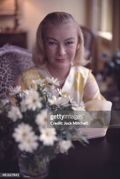 Veronica Lake, actress famed for her femme fatale roles in the 1940's photographed in her New York City apartment in 1967.