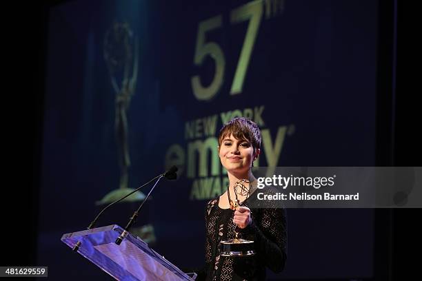 Actress, Blue Bloods, CBS Sami Gayle presents an award at the 57th Annual New York Emmy awards at Marriott Marquis Times Square on March 30, 2014 in...