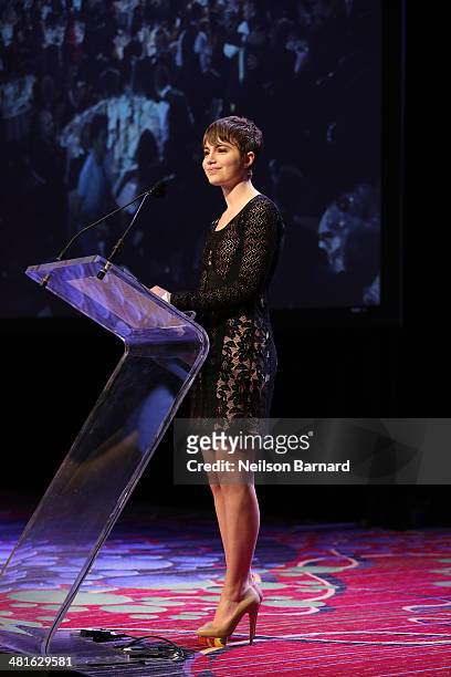 Actress, Blue Bloods, CBS Sami Gayle presents an award at the 57th Annual New York Emmy awards at Marriott Marquis Times Square on March 30, 2014 in...
