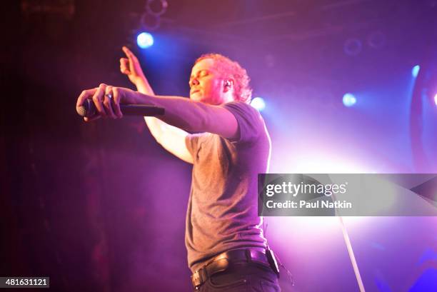 Musician Dan Reynolds, of the rock group Imagine Dragons, performs onstage at the House of Blues, Chicago, Illinois, March 5, 2013.