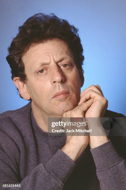 American composer Philip Glass photographed in New York City in 1993.