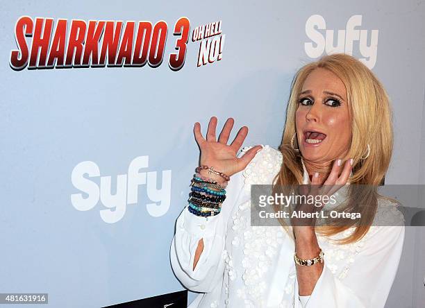 Actress Kim Richards arrives for the premiere of the Asylum's "Sharknado 3: Oh Hell No!" held at iPic Theaters on July 22, 2015 in Los Angeles,...