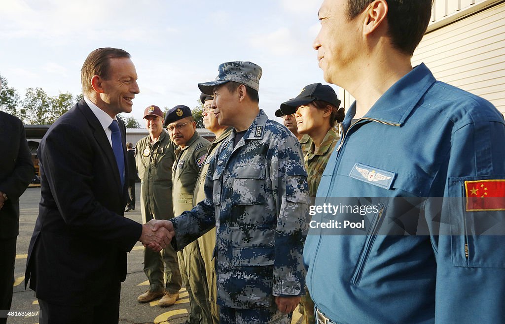 Australian Prime Minister Visits MH370 Search Crew At RAAF Base Perth