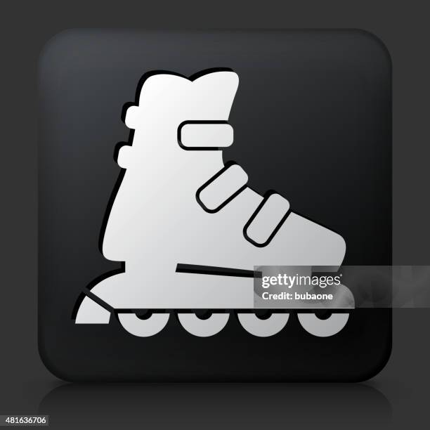 black square button with roller skates - rollerskates stock illustrations