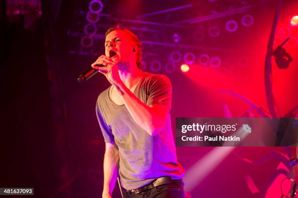 Musician Dan Reynolds, of the rock group Imagine Dragons, performs onstage at the House of Blues, Chicago, Illinois, March 5, 2013.