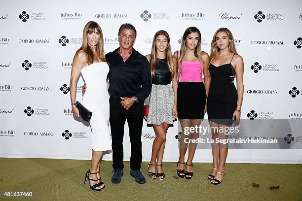 Jennifer Flavin, Sylvester Stallone and their 3 daughters attend the Cocktail reception during The Leonardo DiCaprio Foundation 2nd Annual...