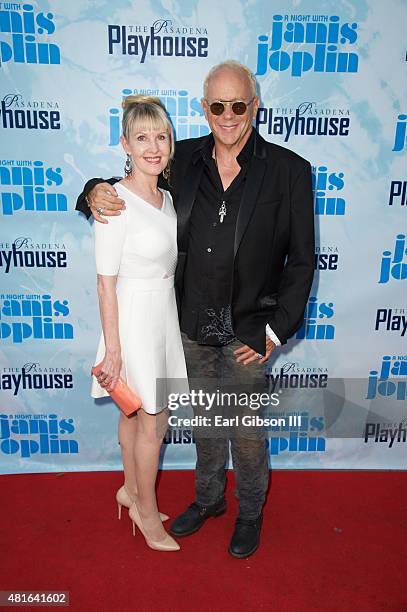 Actress Trisha Wilcox and director Randy Johnson attend "A Night With Janis Joplin" Los Angeles Opening Night Performance at Pasadena Playhouse on...