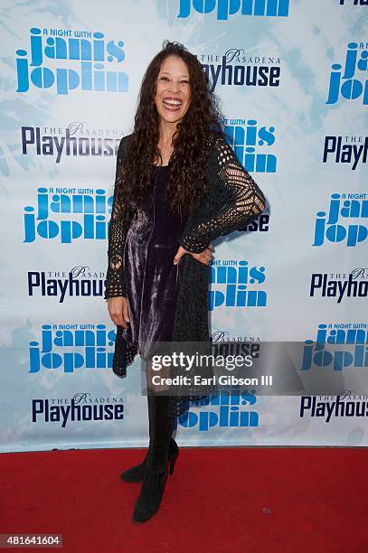 Figure Skater Tai Babilonia attends "A Night With Janis Joplin" Los Angeles Opening Night Performance at Pasadena Playhouse on July 22, 2015 in...