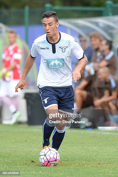 Christopher Oikonomidis of SS Lazio in action during the preseason friendly match between SS Lazio and Vicenza Calcio on July 18, 2015 in Auronzo...