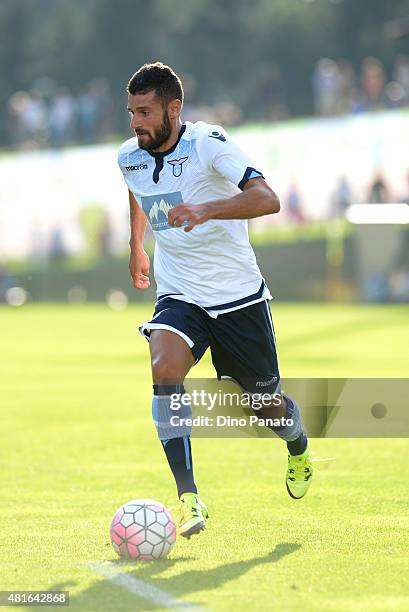 Antonio Candreva of SS Lazio in action during the preseason friendly match between SS Lazio and Vicenza Calcio on July 18, 2015 in Auronzo near...