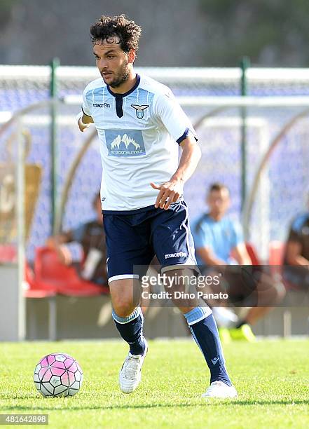 Marco Parolo of SS Lazio in action during the preseason friendly match between SS Lazio and Vicenza Calcio on July 18, 2015 in Auronzo near Cortina...