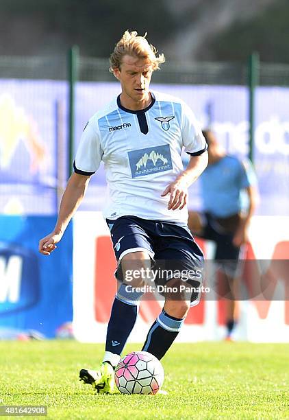 Dusan Basta of SS Lazio in action during the preseason friendly match between SS Lazio and Vicenza Calcio on July 18, 2015 in Auronzo near Cortina...