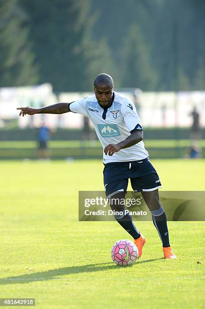 Edson Braafheid of SS Lazio in action during the preseason friendly match between SS Lazio and Vicenza Calcio on July 18, 2015 in Auronzo near...