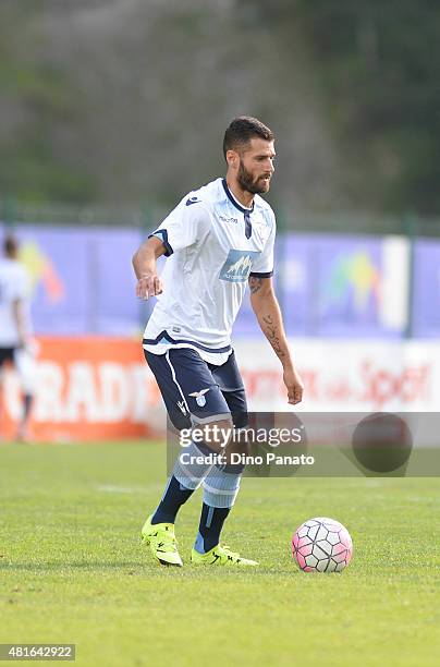 Antonio Candreva of SS Lazio in action during the preseason friendly match between SS Lazio and Vicenza Calcio on July 18, 2015 in Auronzo near...