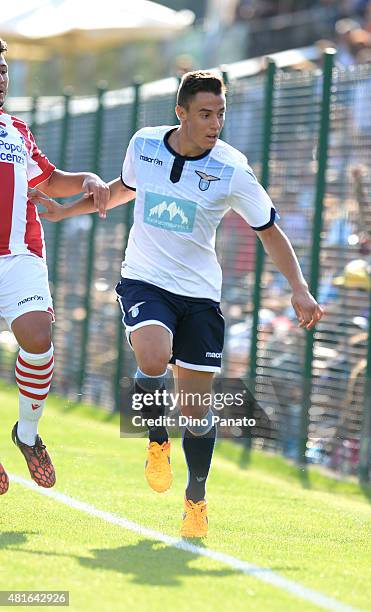 Felipe Anderson of SS Lazio in action during the preseason friendly match between SS Lazio and Vicenza Calcio on July 18, 2015 in Auronzo near...