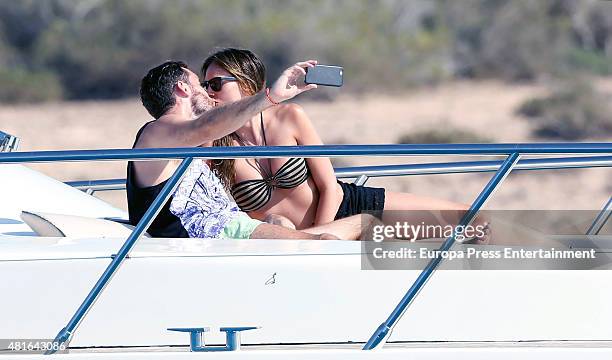 Basketball player Rudy Fernandez and model Helen Lindes are seen on July 22, 2015 in Ibiza, Spain.