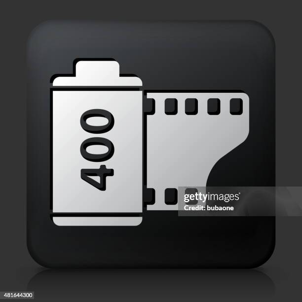 black square button with film roll - camera film roll stock illustrations