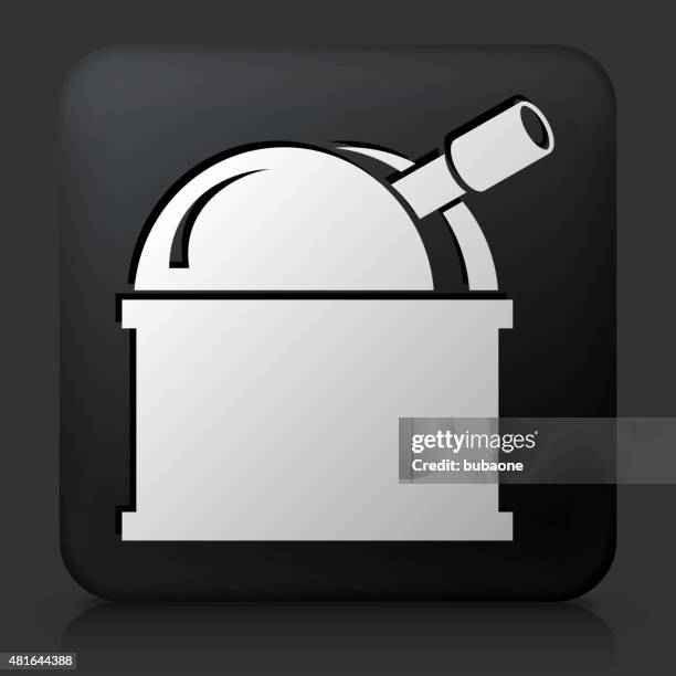 black square button with observatory - observatory stock illustrations