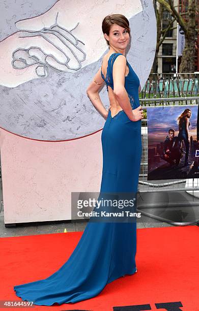 Shailene Woodley attends the European premiere of "Divergent" at Odeon Leicester Square on March 30, 2014 in London, England.