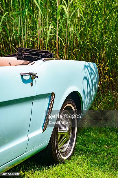 ford mustang convertible classic car detail - ford mustangs stock pictures, royalty-free photos & images
