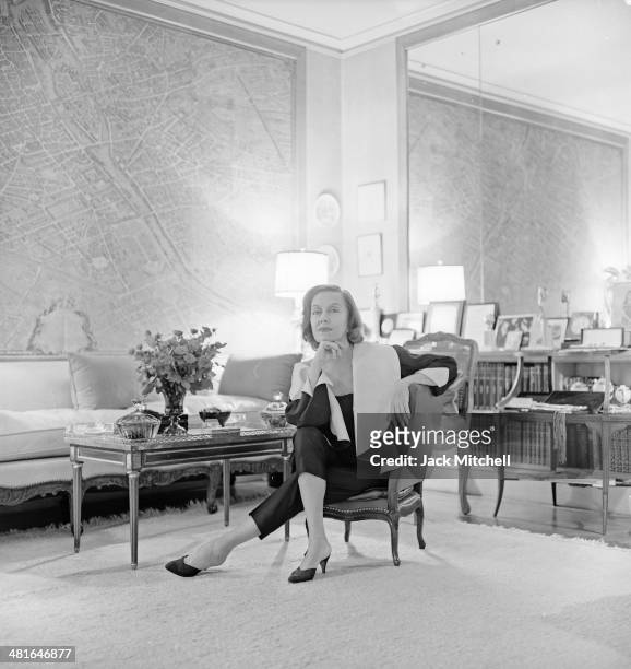 Actress Gloria Swanson photographed at her home in New York City in 1960.