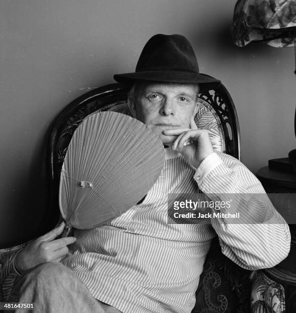Author, screenwriter and playwright Truman Capote photographed in his United Nations Plaza residence in 1980.