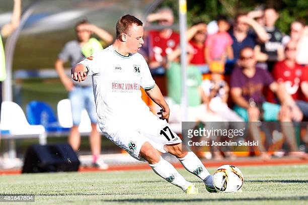 Uffe Bech of Hannover during the preseason friendly match between Hannover 96 and RCD Mallorca at Wahren-Dorff stadium on July 21, 2015 in Sehnde,...
