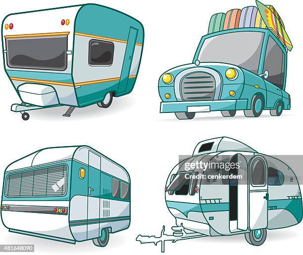 vector caravan set - slumber party stock illustrations
