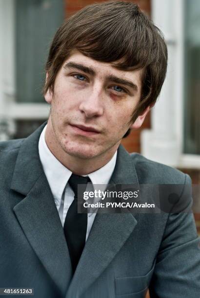 Young Mod, Jimmy, in his best suit the morning after a fight. Showing his Black Eye..