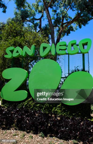 Famous San Diego Zoo sign in Balboa Park in San Diego California .