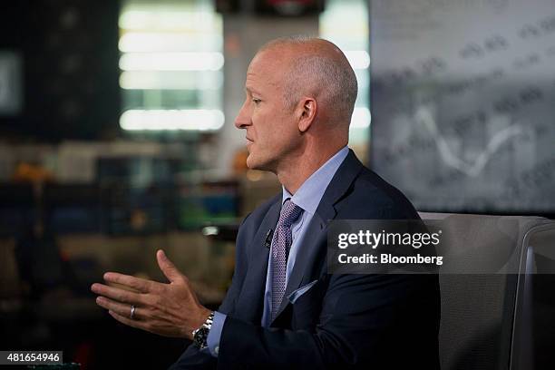 Thomas Wagner, co-founding partner of Knighthead Capital Management LLC, speaks during a Bloomberg Television interview in New York, U.S., on...