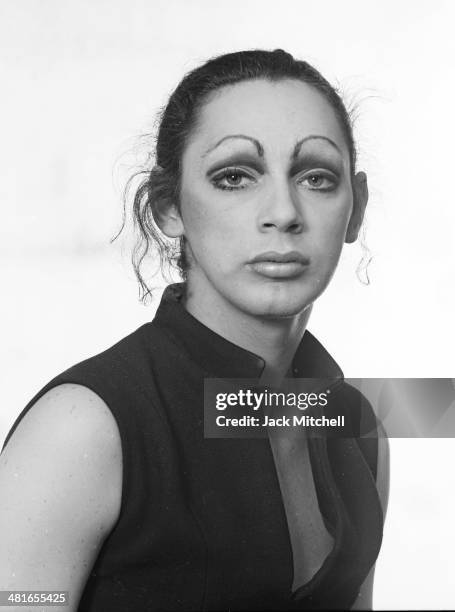 Andy Warhol transvestite Superstar Holly Woodlawn, acclaimed for her performance in 'Trash', photographed in 1971.