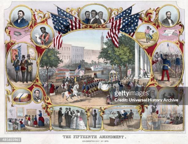 The Fifteenth Amendment. Celebrated May 19th, 1870 from an original design by James C. Beard 1837-1913, American artist. A commemorative print...