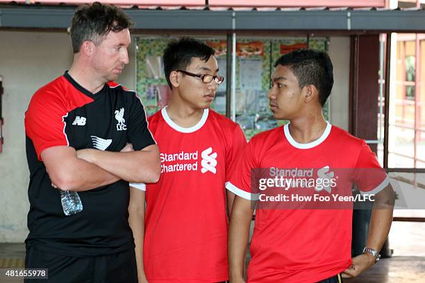 Robbie Fowler conducts a football clinic for the visually impaired school on July 23, 2015 in Kuala Lumpur, Malaysia.