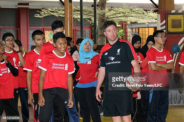 Robbie Fowler conducts a football clinic for the visually impaired school on July 23, 2015 in Kuala Lumpur, Malaysia.