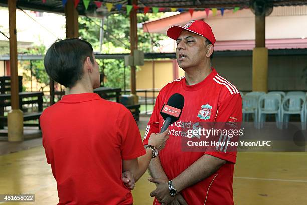 DAto Arif Siddiqui CIO of Standard Chartered speaks to LFC TV during a football clinic at a Visually impaired school on July 23, 2015 in Kuala...