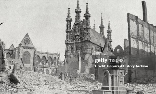 Ruins of the French town of Louvain after four days and nights of assault, World War One 19140101