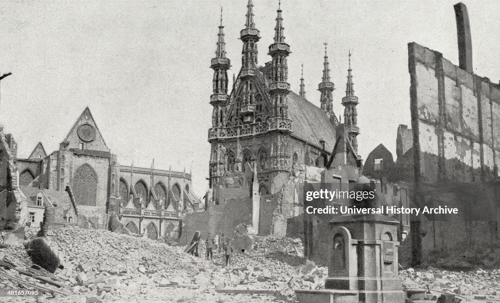 Ruins of the French town of Louvain after four days and nights of assault, World War One 19140101