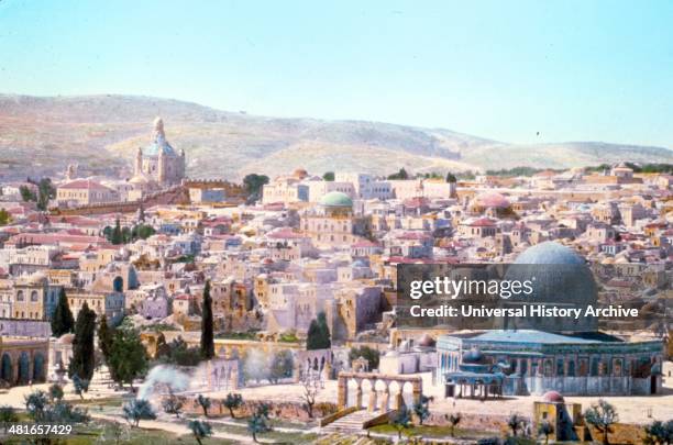 Jerusalem. Mt. Zion from Olivet, overlooking Temple Area between 1950 and 1977.