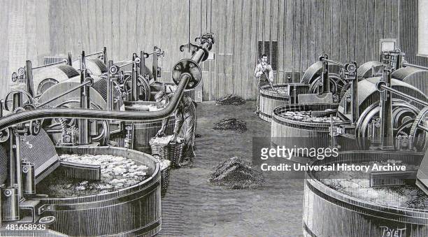 Chardonnet silk - Rayon - the first commercially produced man-made fibre. Washing nitro-cellulose 'cotton' before dissolving with alcohol and ether...