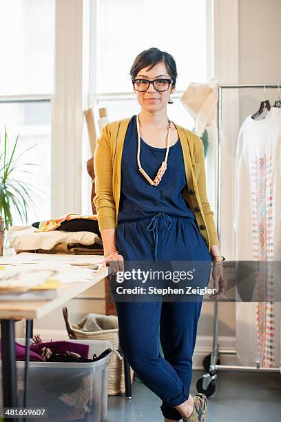 fashion designer in her studio - causal dress stock pictures, royalty-free photos & images