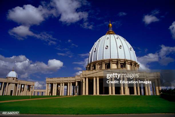 The Basilique de Notre Dame de la Paix in Yamoussoukro, the capital of the Ivory Coast. Starting in the 1960s, former President Houphouet-Boigny...