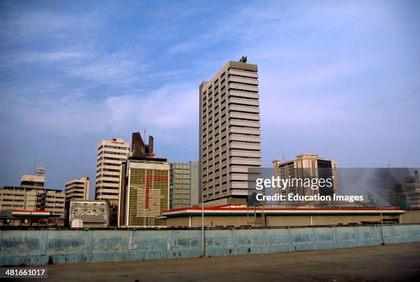 Skyline of the business district in Lagos, Nigeria's largest city with a population of over 12 million. West Africa.
