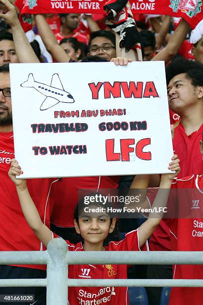 Fans and supporters of LFC at the Bukit Jalil stadium to watch a friendy game Felda United on July 23, 2015 in Kuala Lumpur, Malaysia.