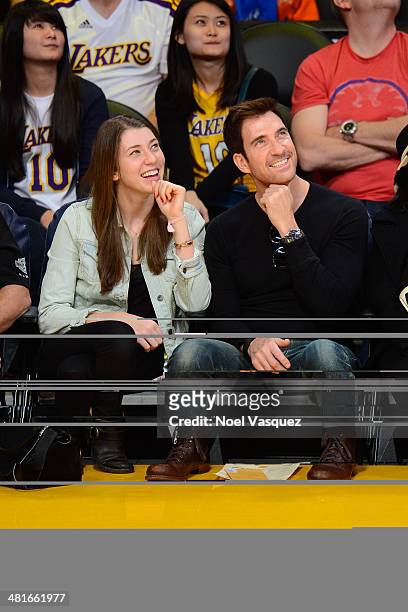 Colette McDermott and Dylan McDermott attend a basketball game between the Phoenix Suns and the Los Angeles Lakers at Staples Center on March 30,...