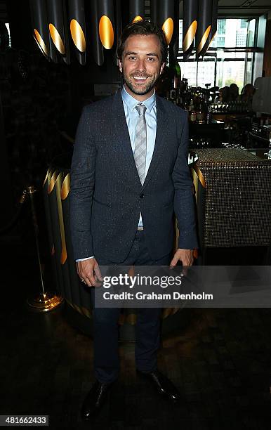 Television personality Darren McMullen attends the 65th Logie Awards nominations event held at Club 23, Crown Towers on March 31, 2014 in Melbourne,...