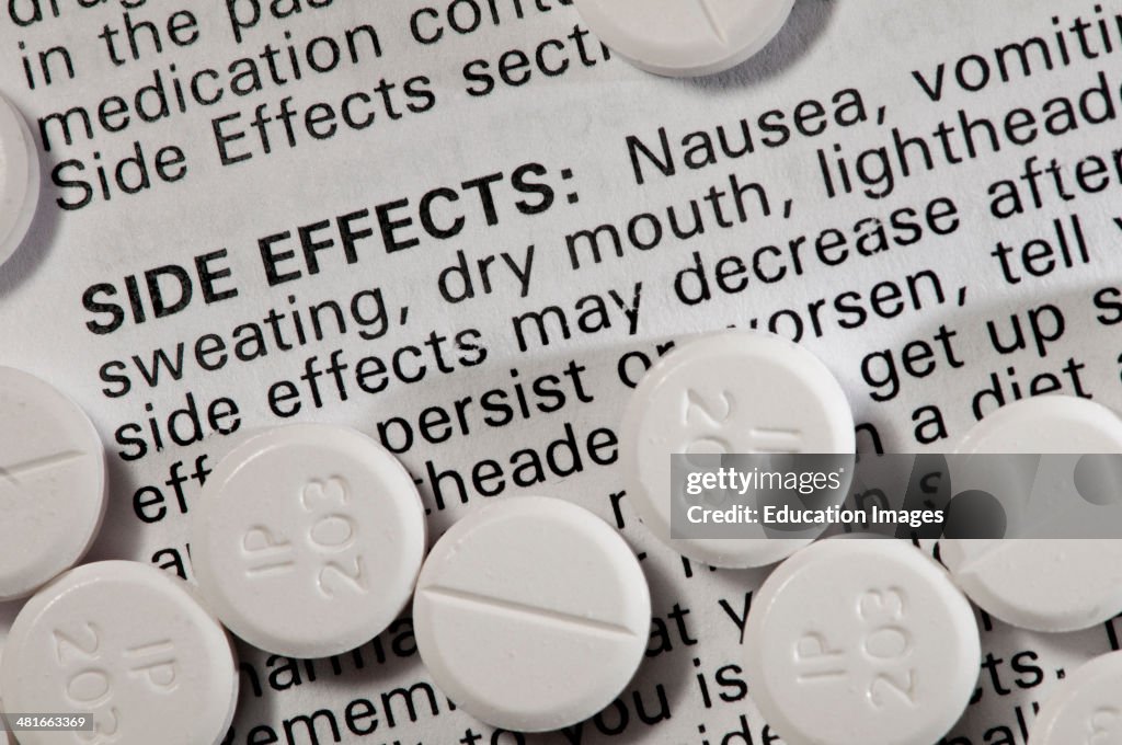 Oxycodone, Showing the side effects