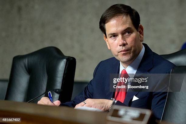 Senator Marco Rubio, a Republican from Florida and 2016 U.S. Presidential candidate, waits to begin a Senate Foreign Relations Committee hearing in...